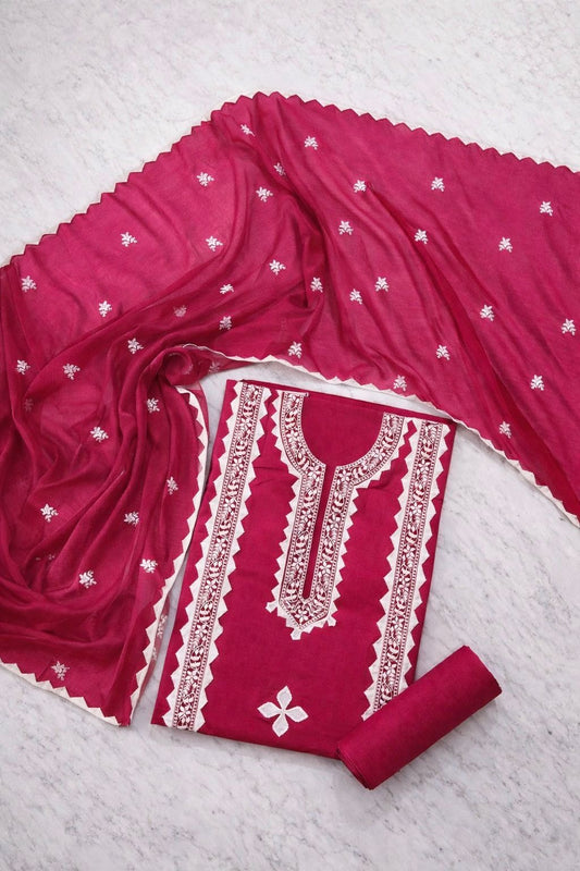 Handmade Applique & Machine Embroidered Lawn Suit with Chiffon Dupatta β 3 Piece Unstitched