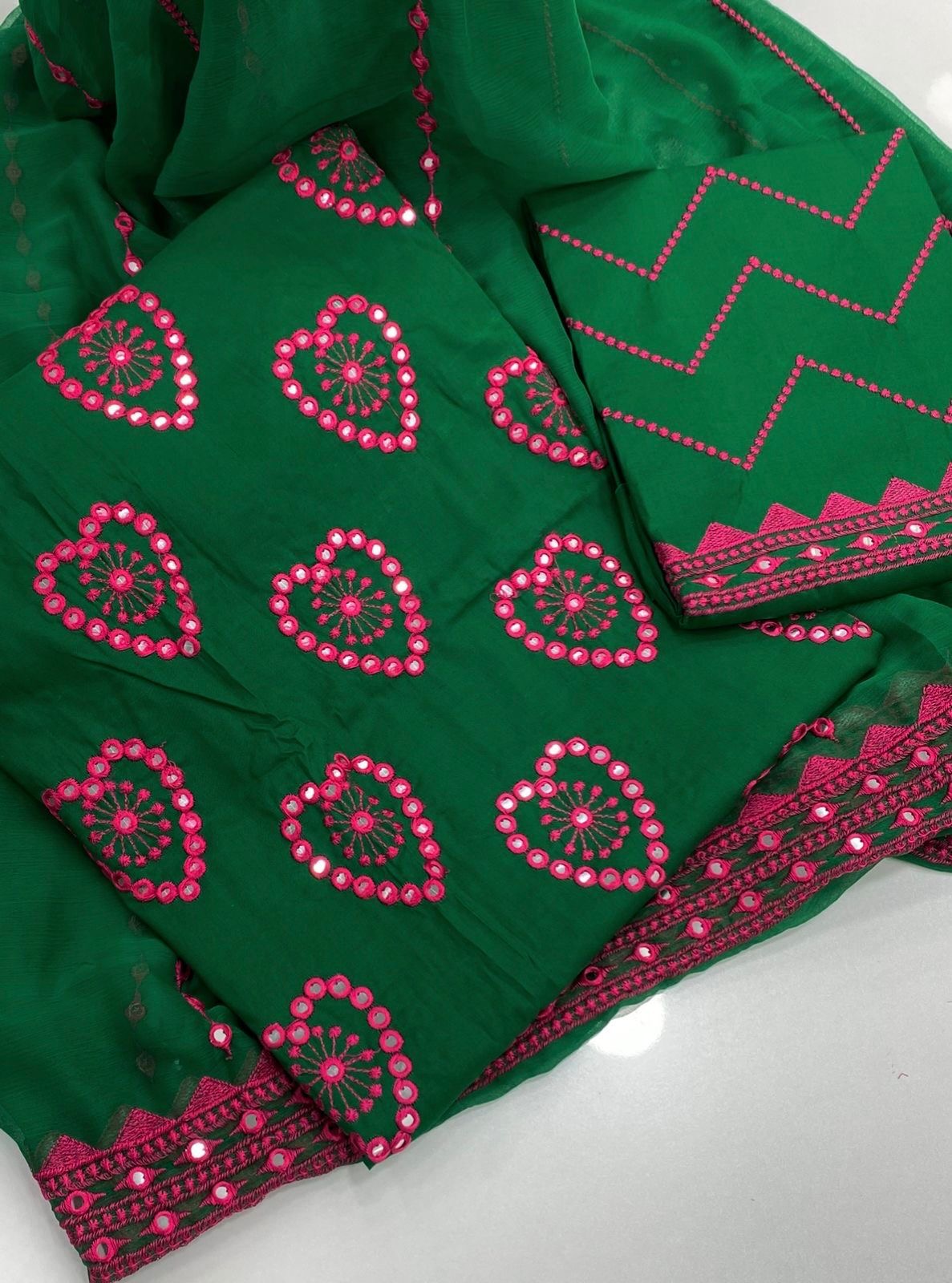 9MM Sitara Heart Embroidered Fancy 3pc Dress 👗