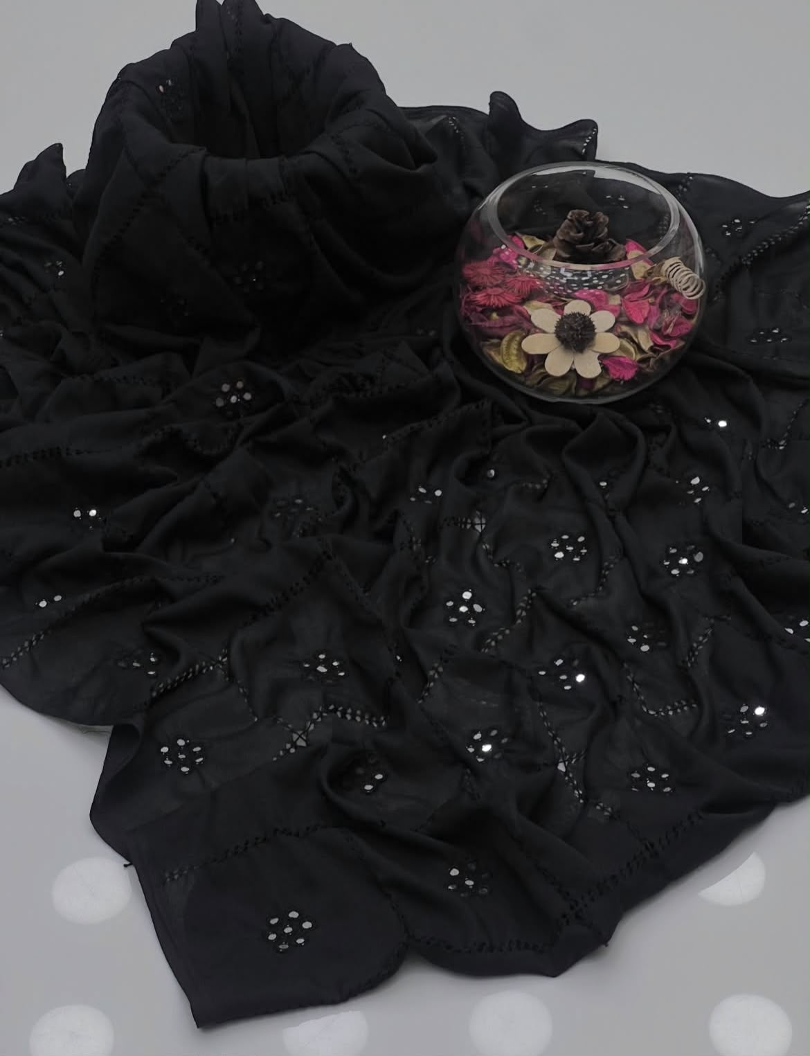 Black Swiss Lawn Handmade Tarkashi with Original Mirror Work Fancy Chaddar