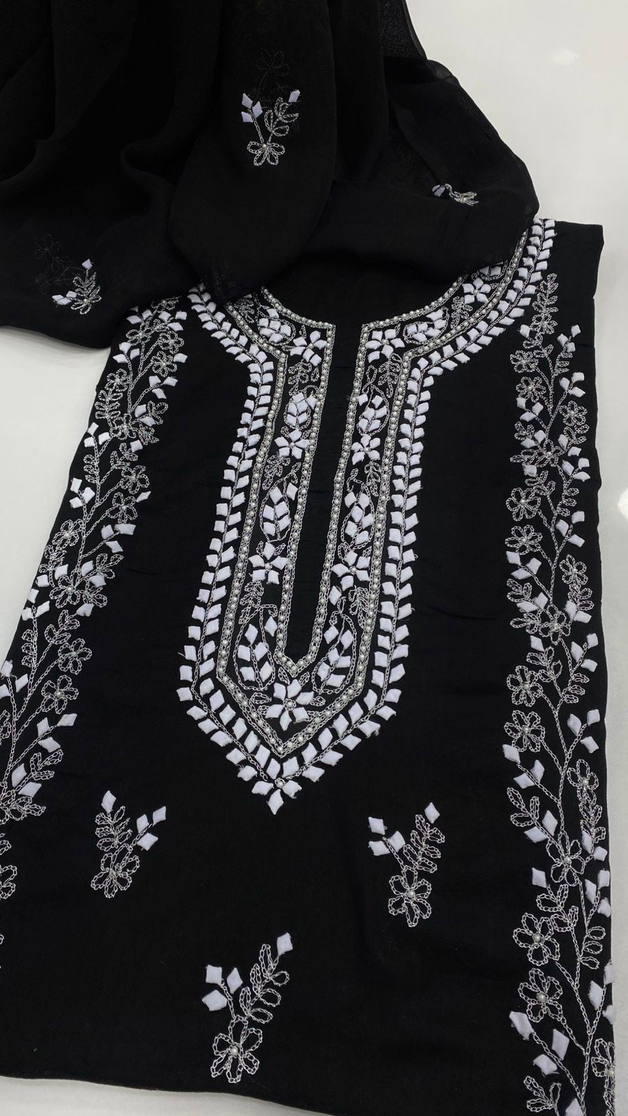 Handmade Patti Applic Zari Pearl Work 3pc Dress 👗