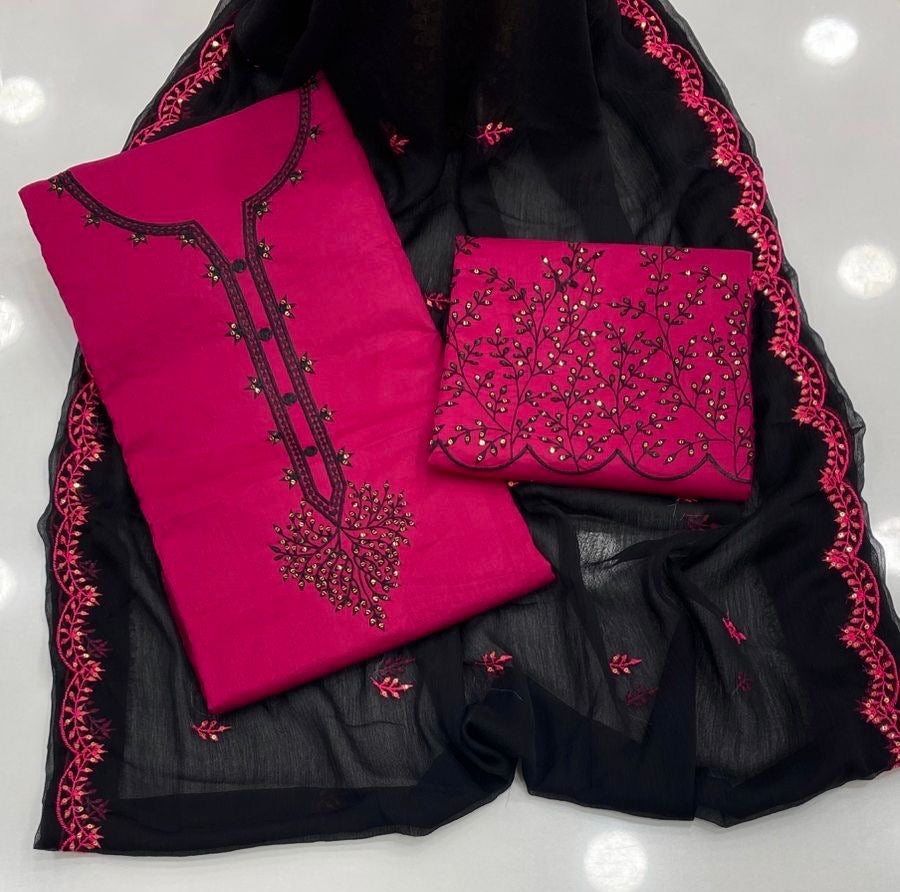 Elegant Sequence Embroidery Work Fancy 3pc Dress 👗