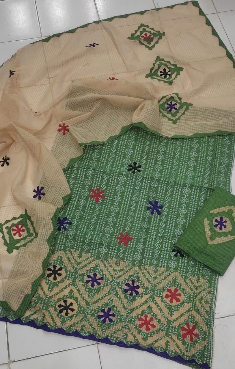 Applic Handmade Self Chunri Print Soft Khaddar Stuff 3pc Dress 👗