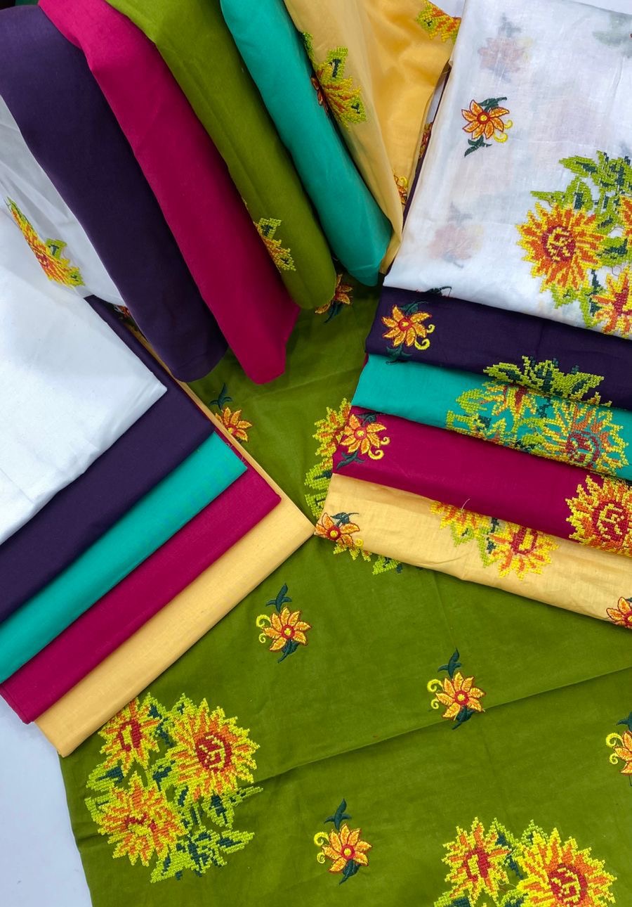 Cross Stitch Sun Flower Embroidered 3pc Dress