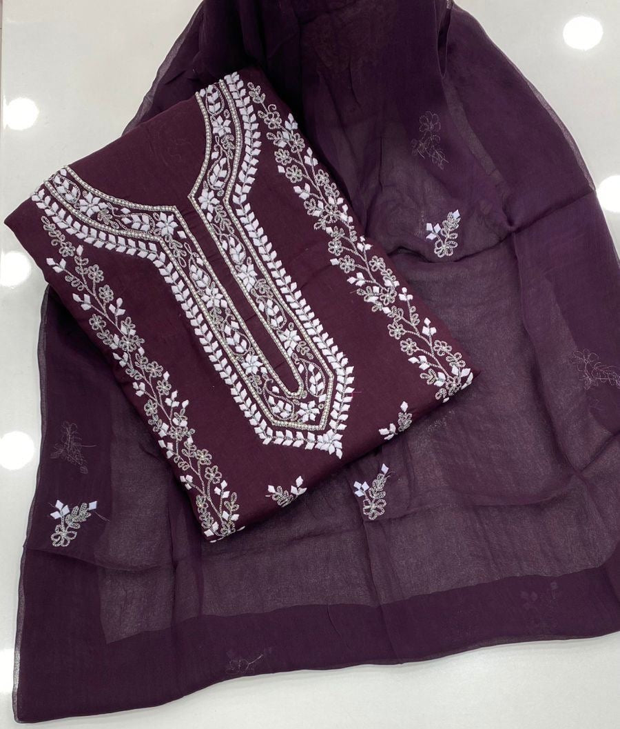 Handmade Patti Applic Zari Pearl Work 3pc Dress 👗