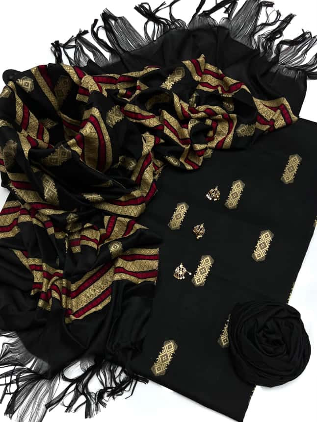 Luxury Winter 3 Piece Jacquard Self Booti Design Dress (Susi Staple Fabric)