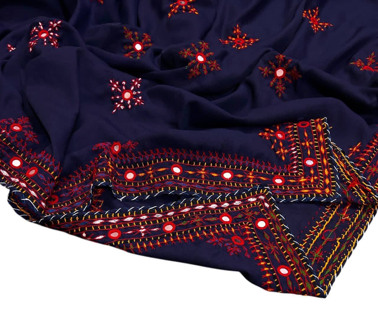 Balochi Handmade Chadar – Pure Mirror Work on Swiss Voil Fabric