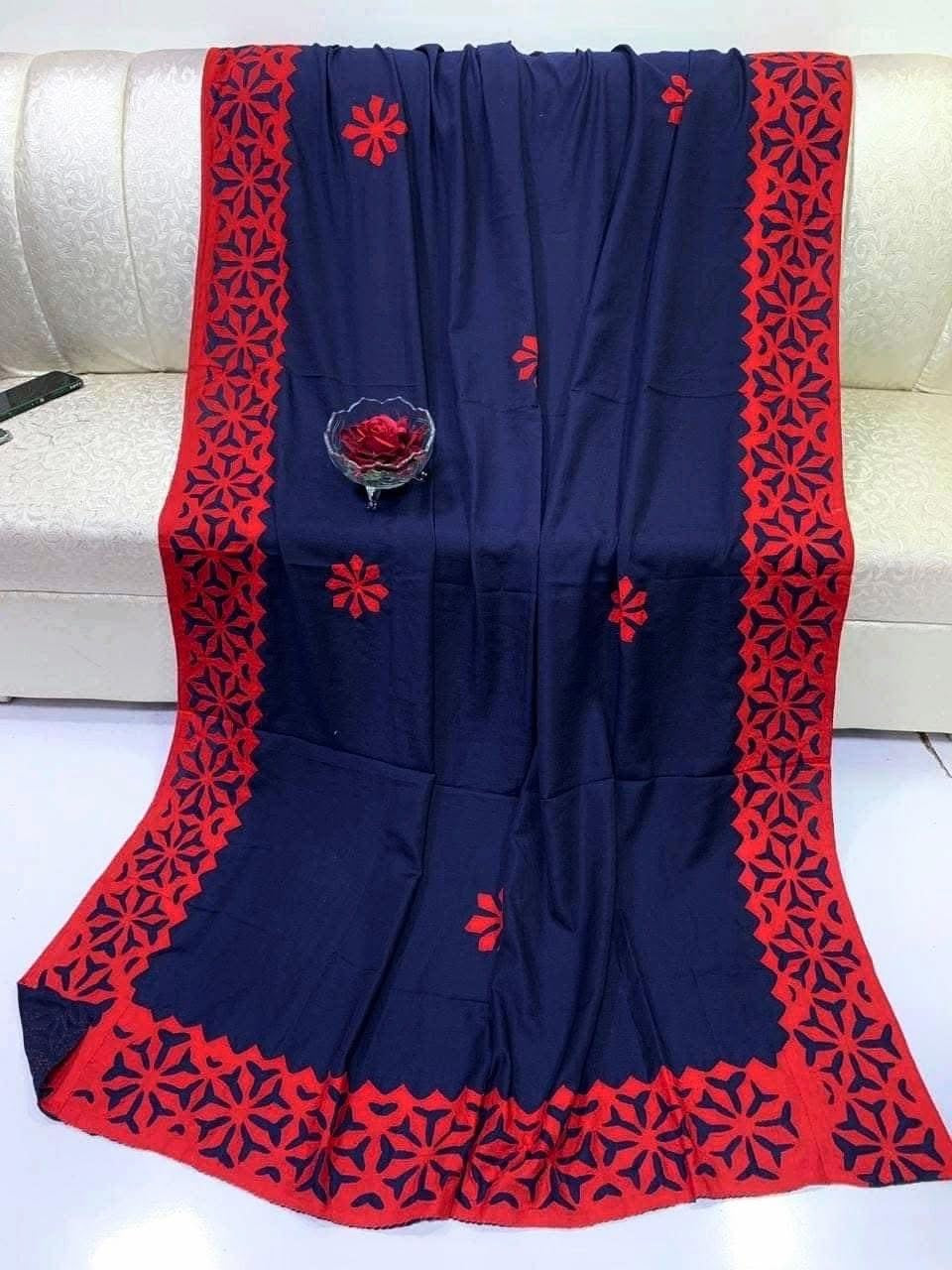 Handmade Applic Chadar | Swiss Voile Fabric | Traditional Ethnic Craft