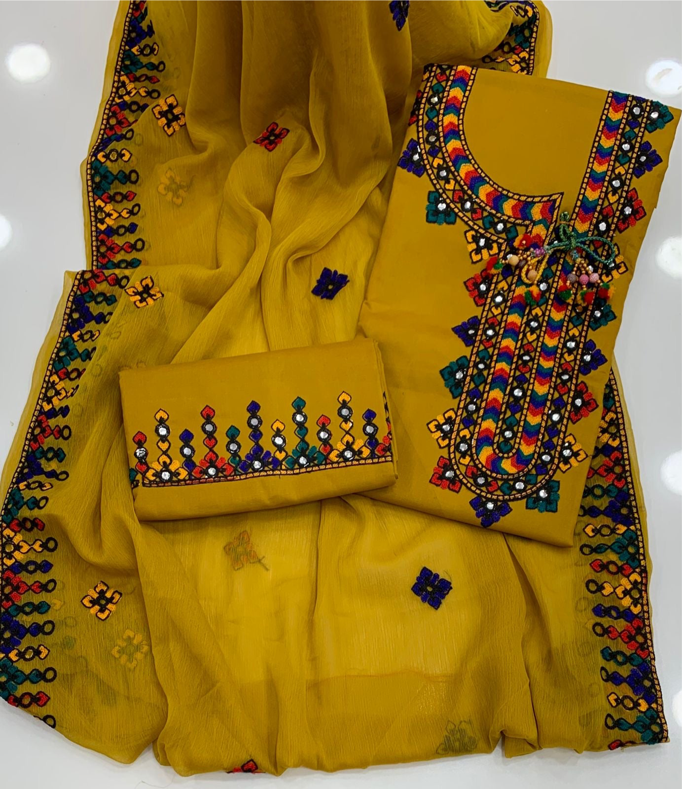 Angrakha Gala Style Arri Work 3pc Dress