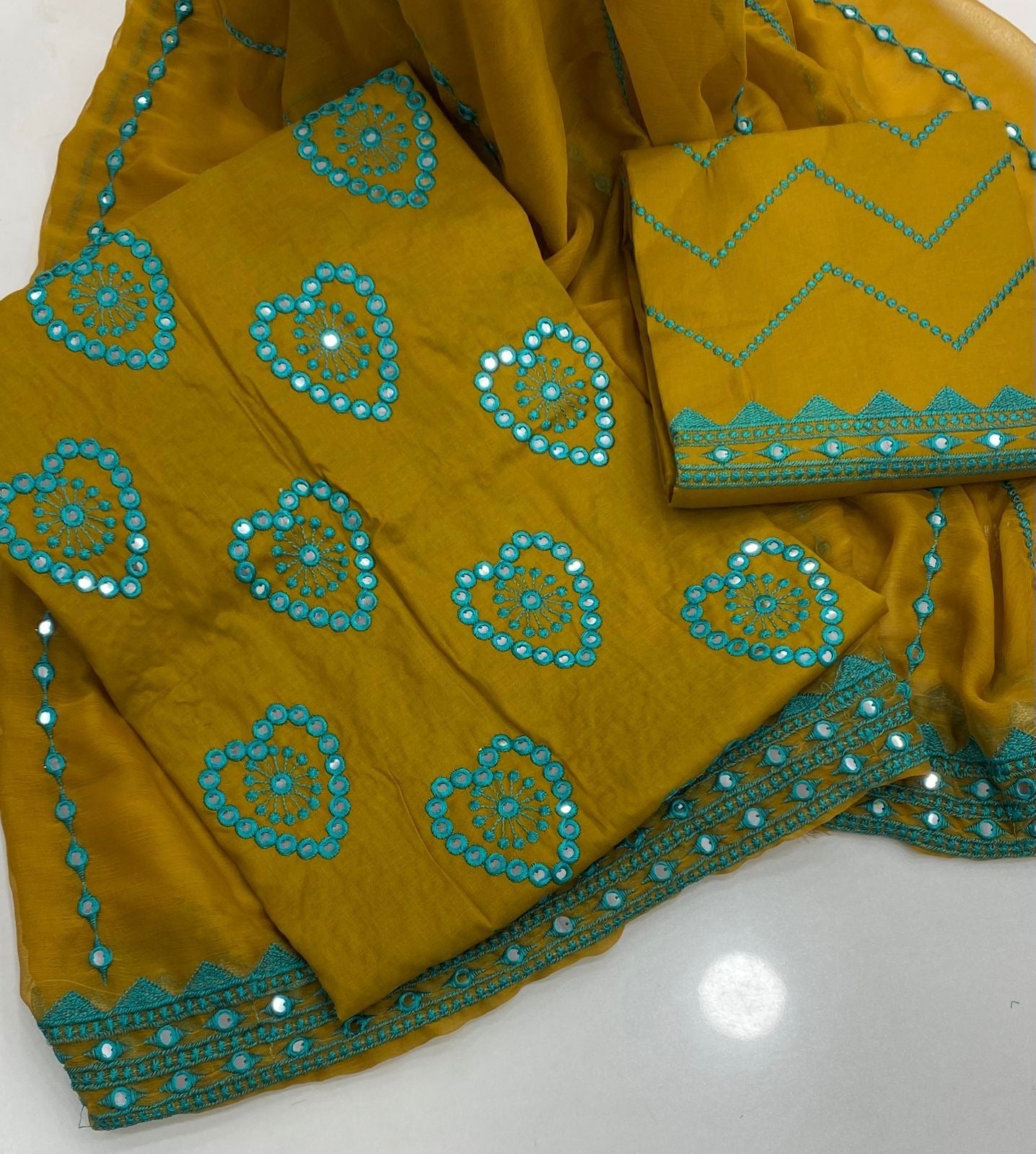 9MM Sitara Heart Embroidered Fancy 3pc Dress 👗