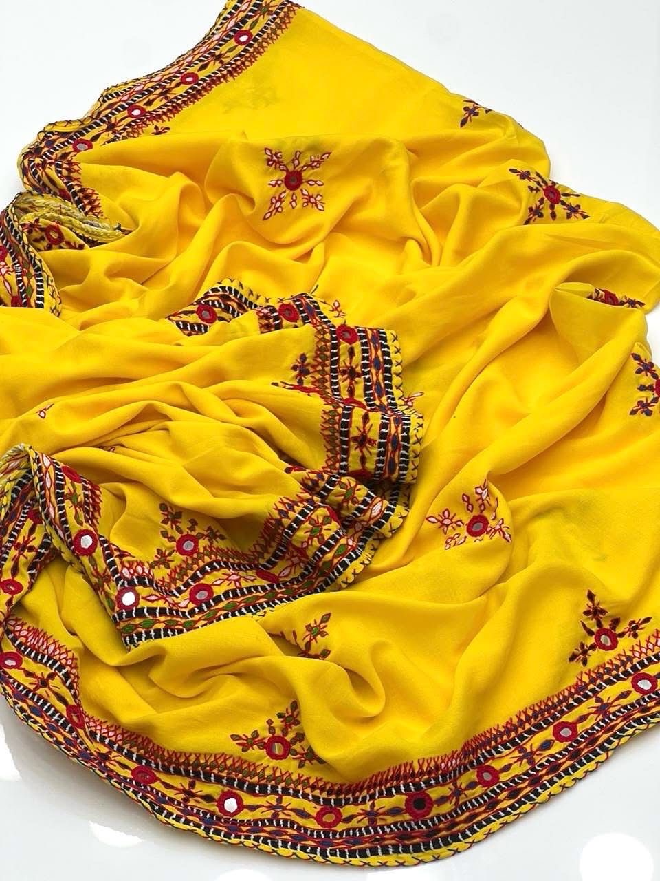 Balochi Handmade Chadar – Pure Mirror Work on Swiss Voil Fabric