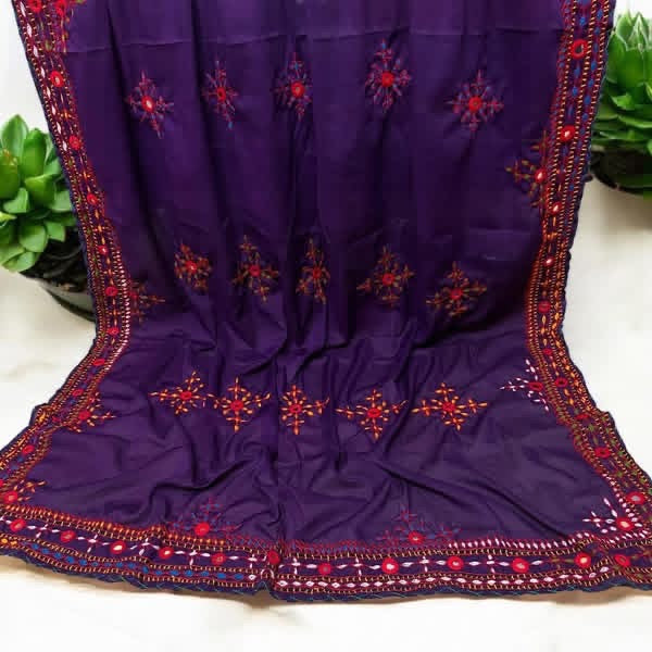 Balochi Handmade Chadar – Pure Mirror Work on Swiss Voil Fabric