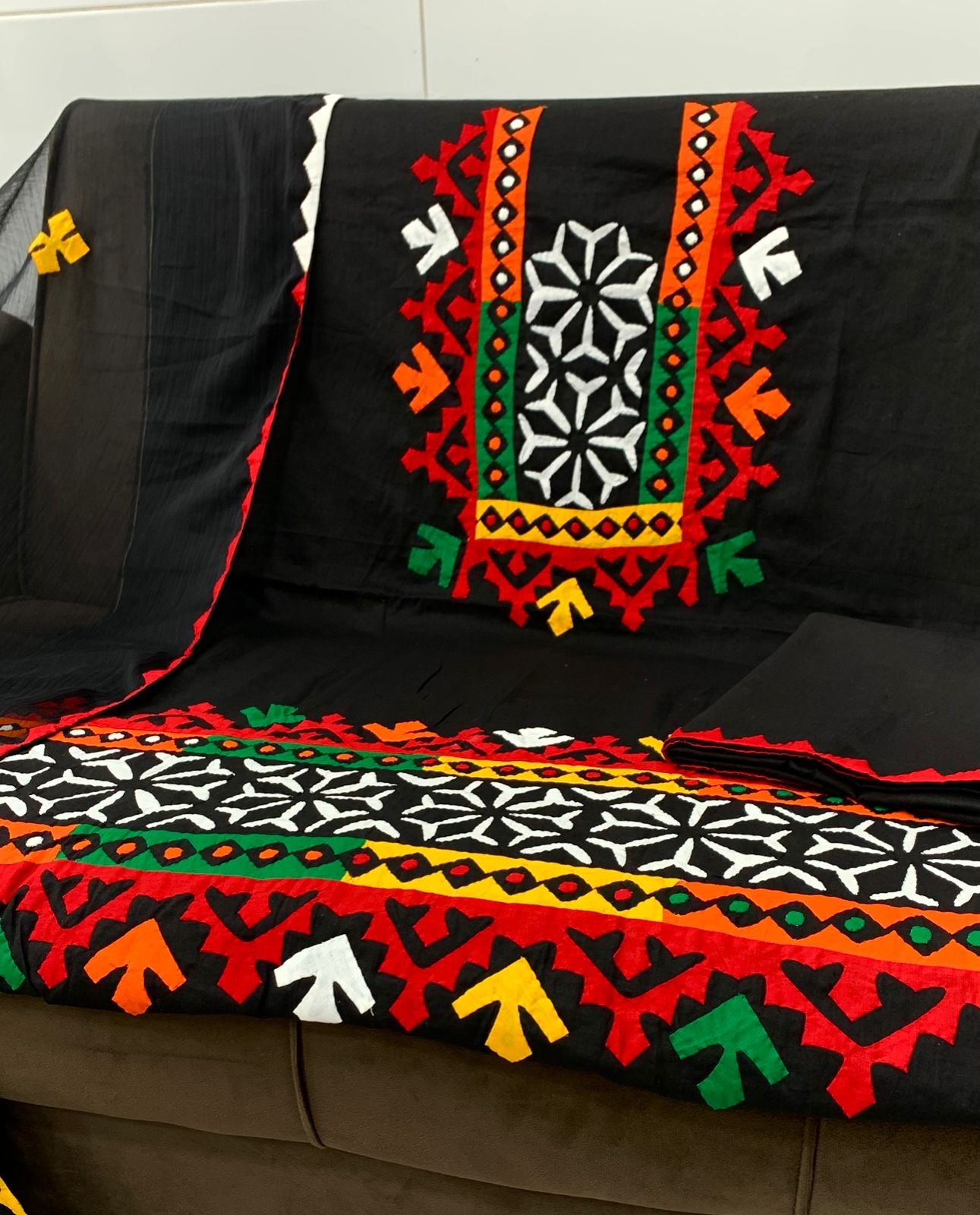 Multi Applic Handwork Fancy 3pc Dress