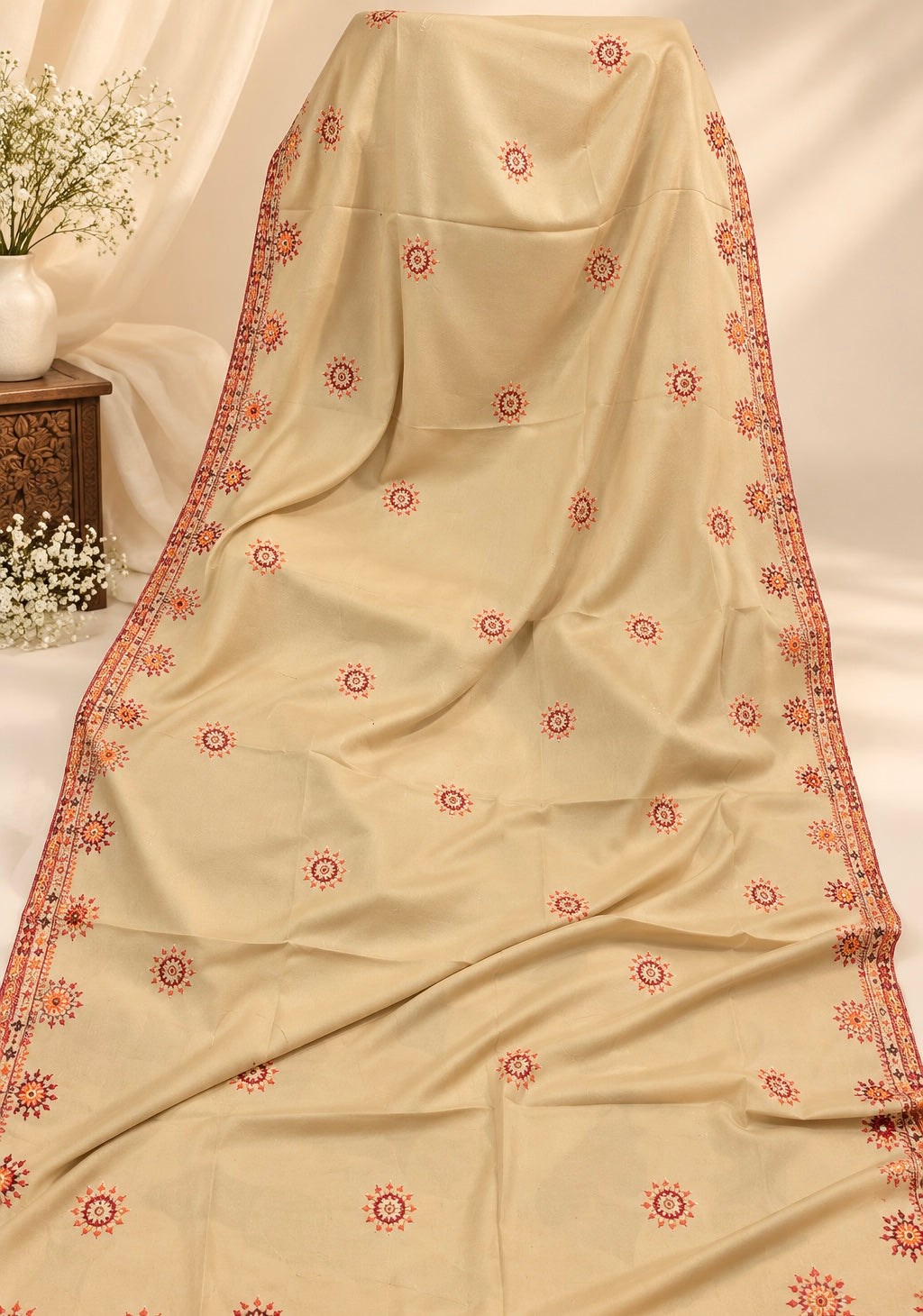 Balochi Computer Embroidered Chader with Two-Side Border | Swiss Voile