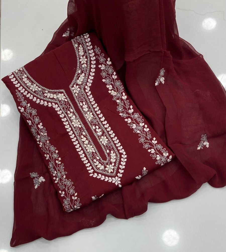 Handmade Patti Applic Zari Pearl Work 3pc Dress 👗