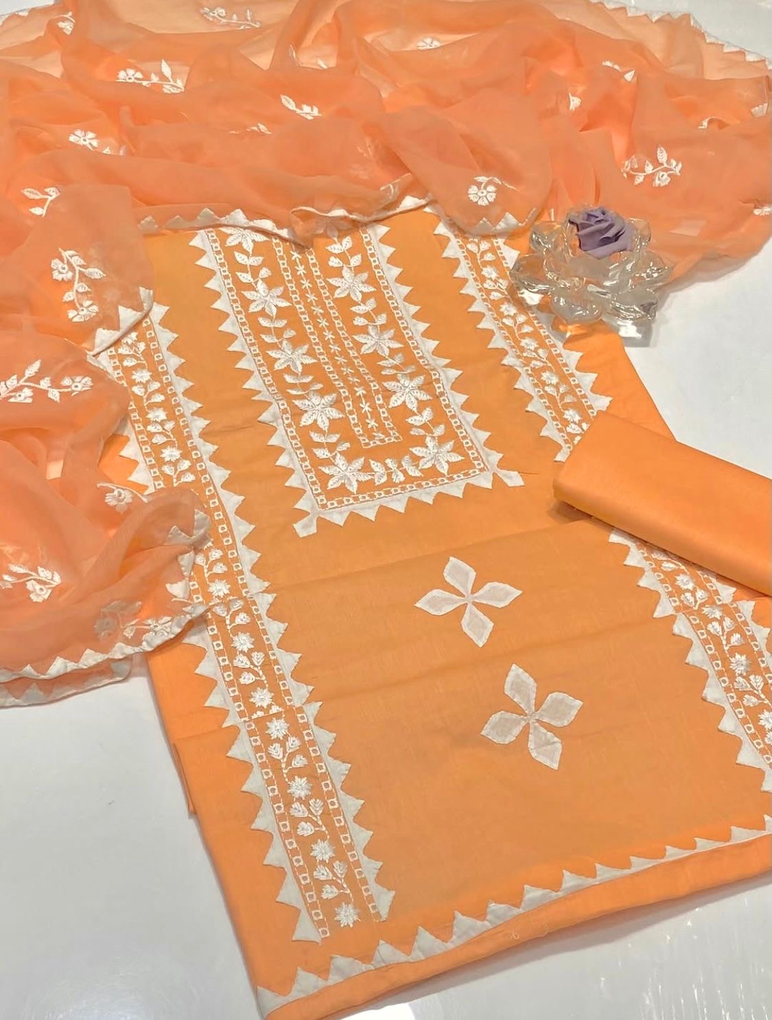 Applic Handmade With Computer Embroidery 3pc Dress 👗
