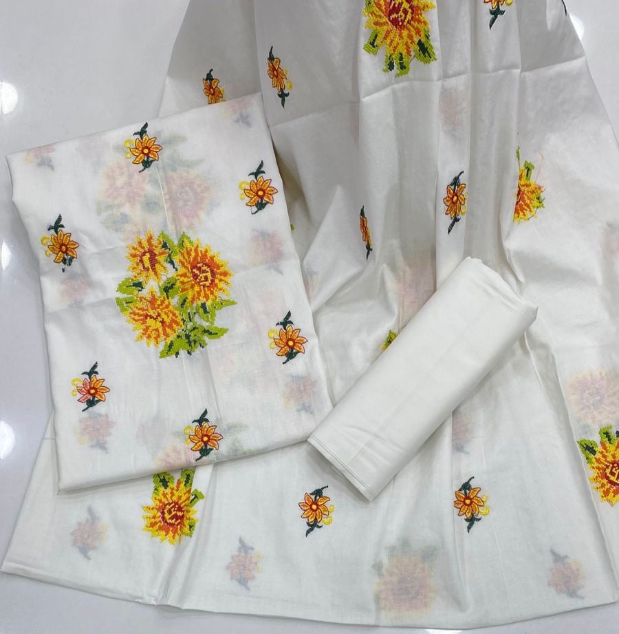 Cross Stitch Sun Flower Embroidered 3pc Dress