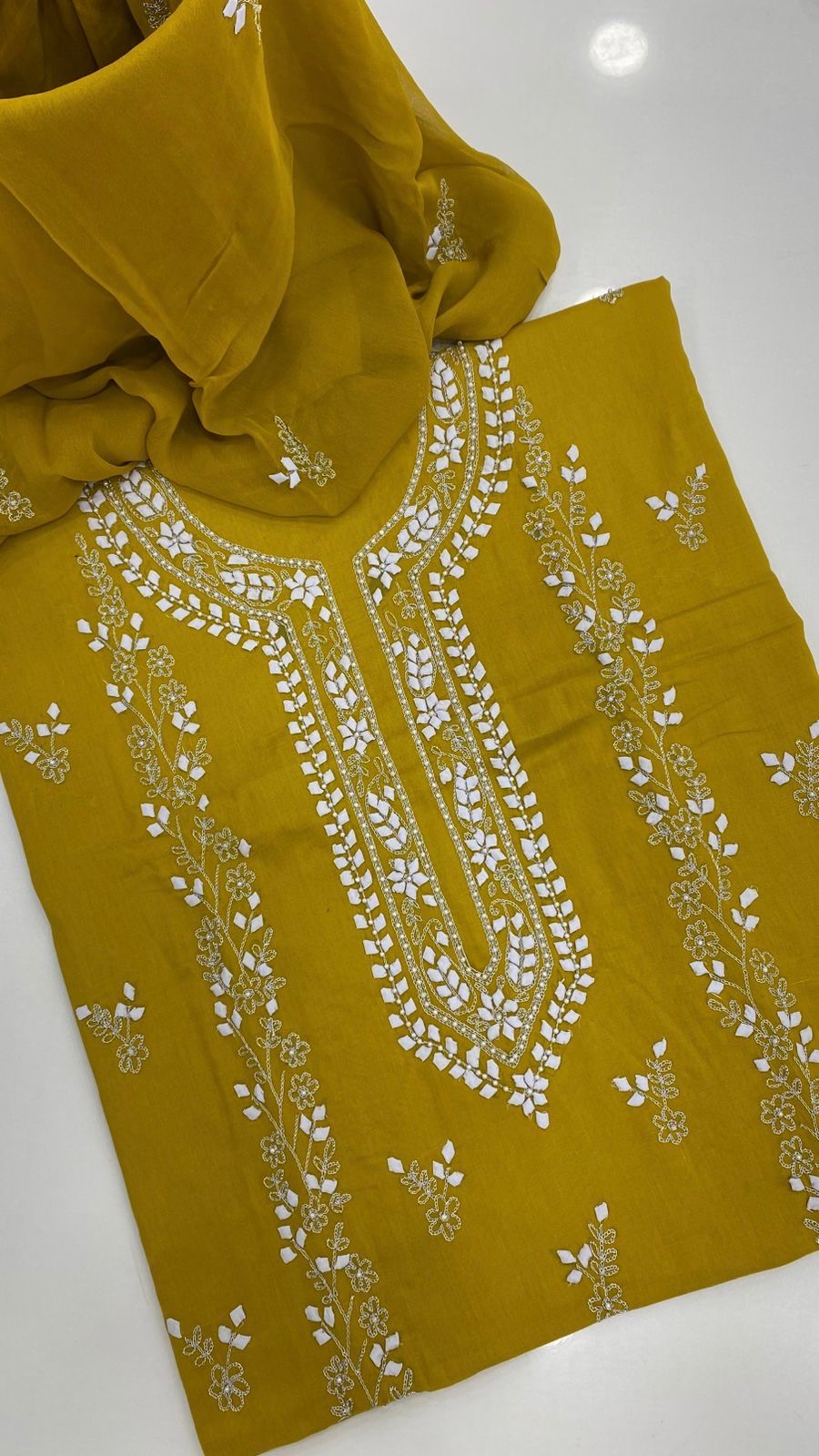 Handmade Patti Applic Zari Pearl Work 3pc Dress 👗