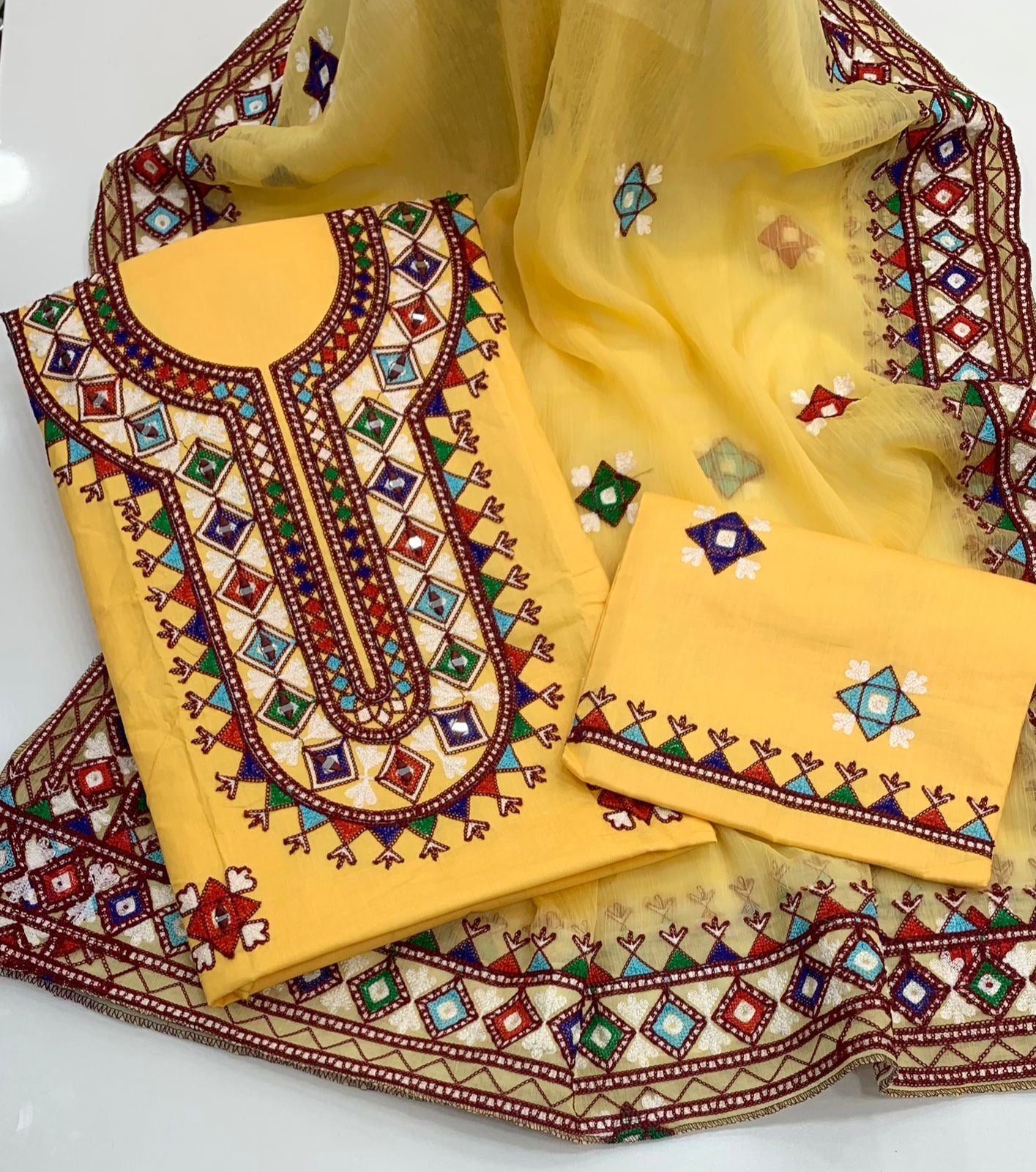 Balochi Arri Mirror Work Fancy 3pc Dress