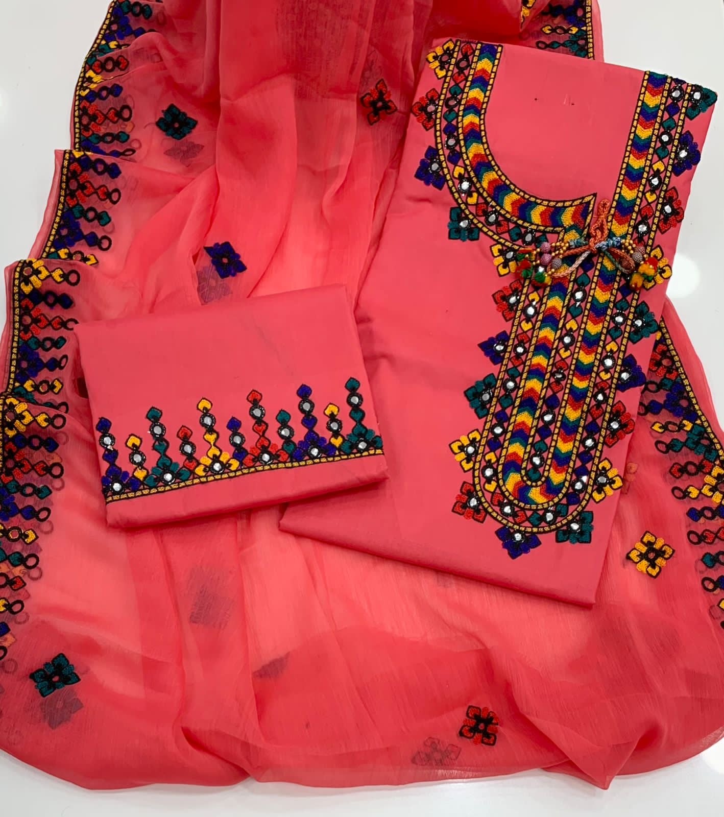 Angrakha Gala Style Arri Work 3pc Dress