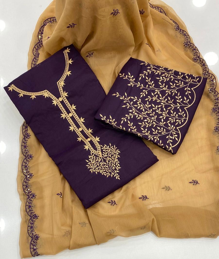 Elegant Sequence Embroidery Work Fancy 3pc Dress 👗