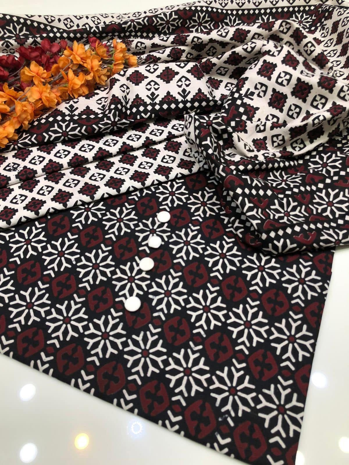 Ajrak Block Print Cotton Dresses