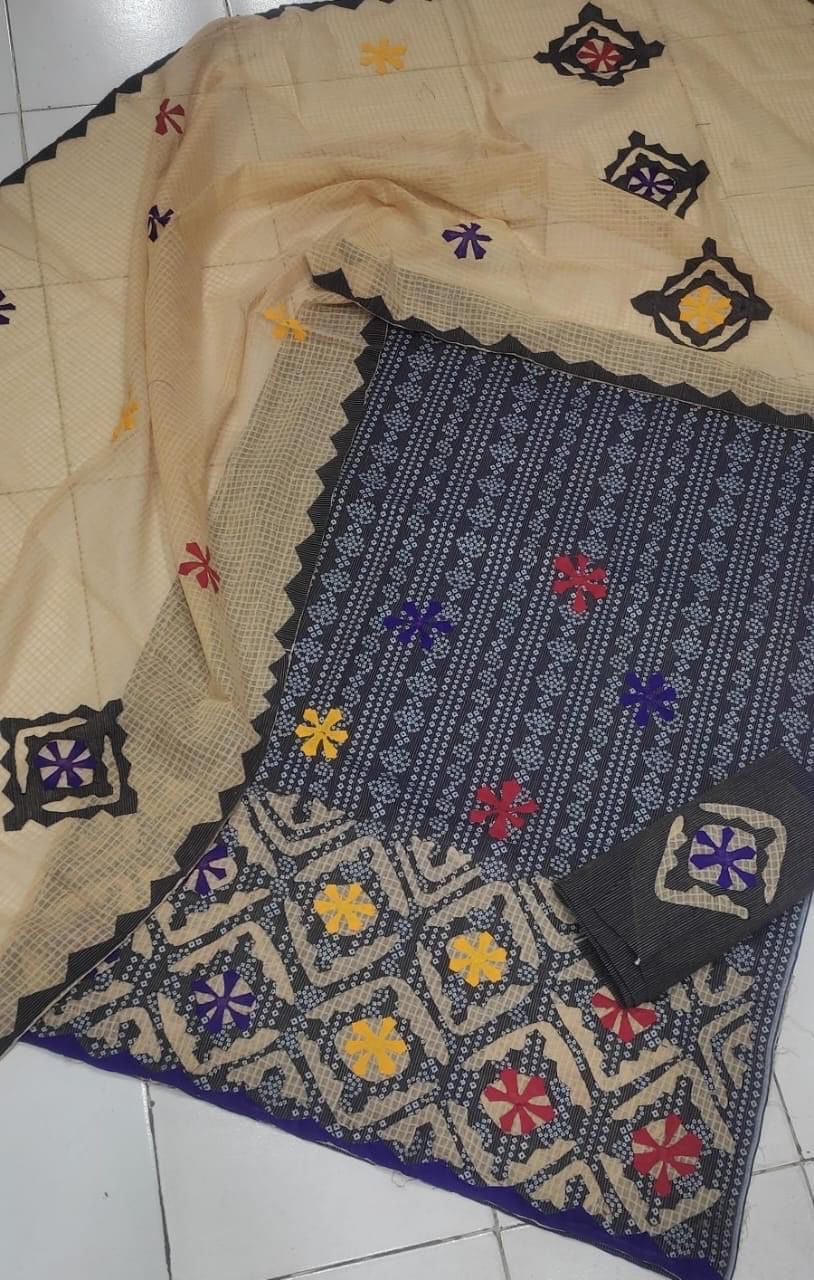 Applic Handmade Self Chunri Print Soft Khaddar Stuff 3pc Dress 👗