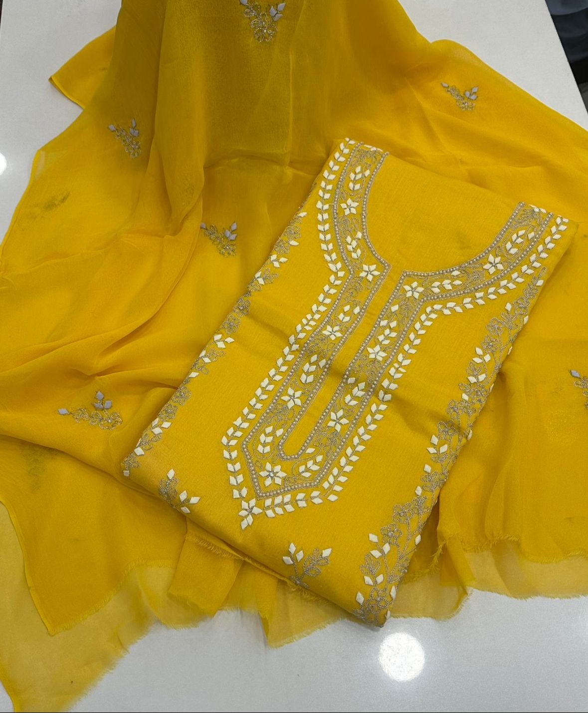 Handmade Patti Applic Zari Pearl Work 3pc Dress π