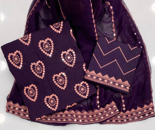 9MM Sitara Heart Embroidered Fancy 3pc Dress π