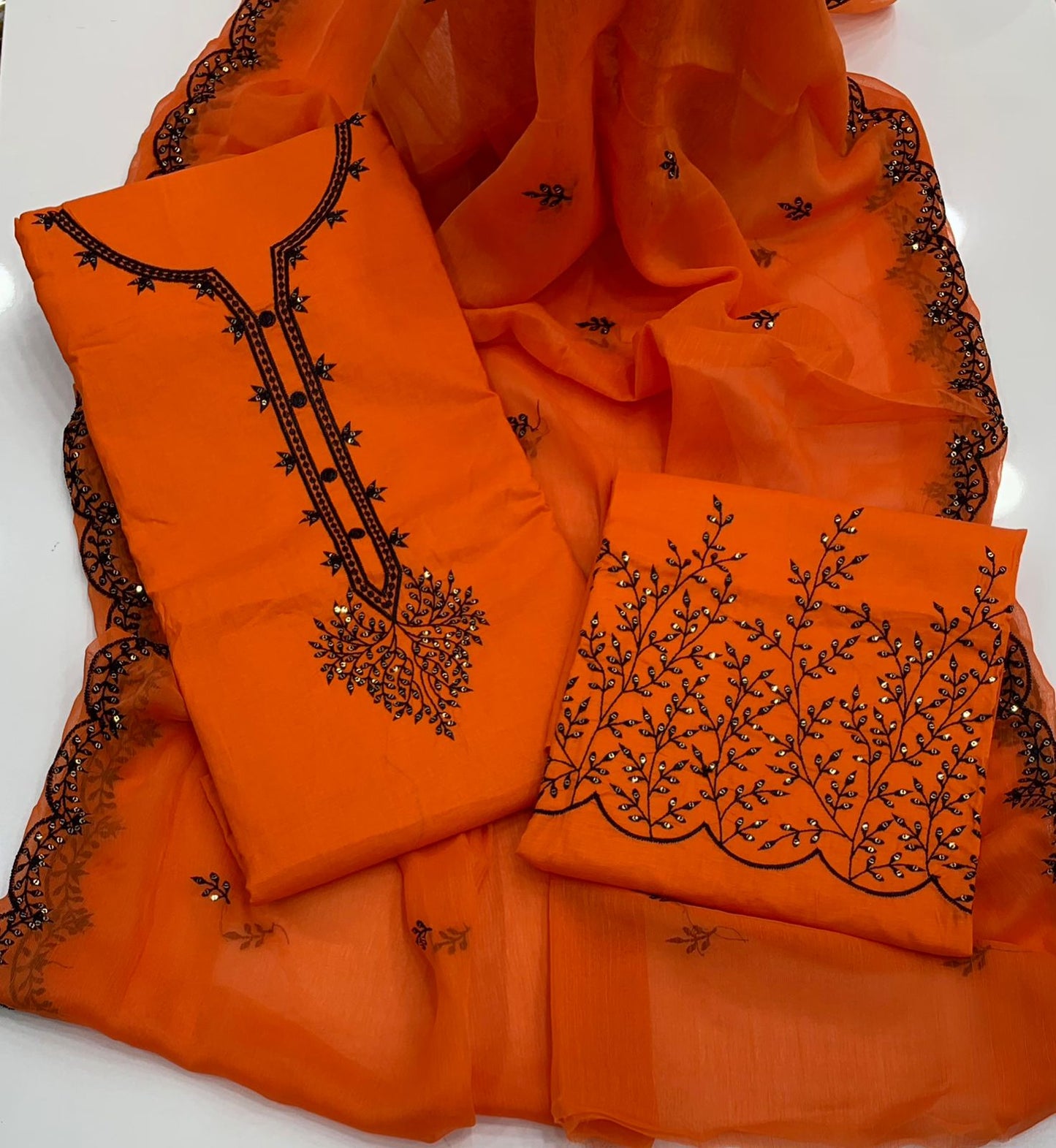 3MM Sequence Embroidery Work 3pc Dress
