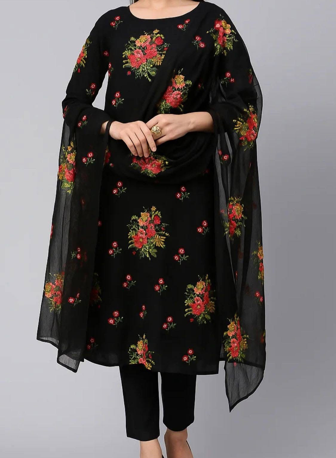 Cross Stitch Flower Jaal Embroidered 3pc