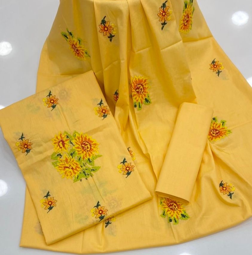 Cross Stitch Sun Flower Embroidered 3pc Dress