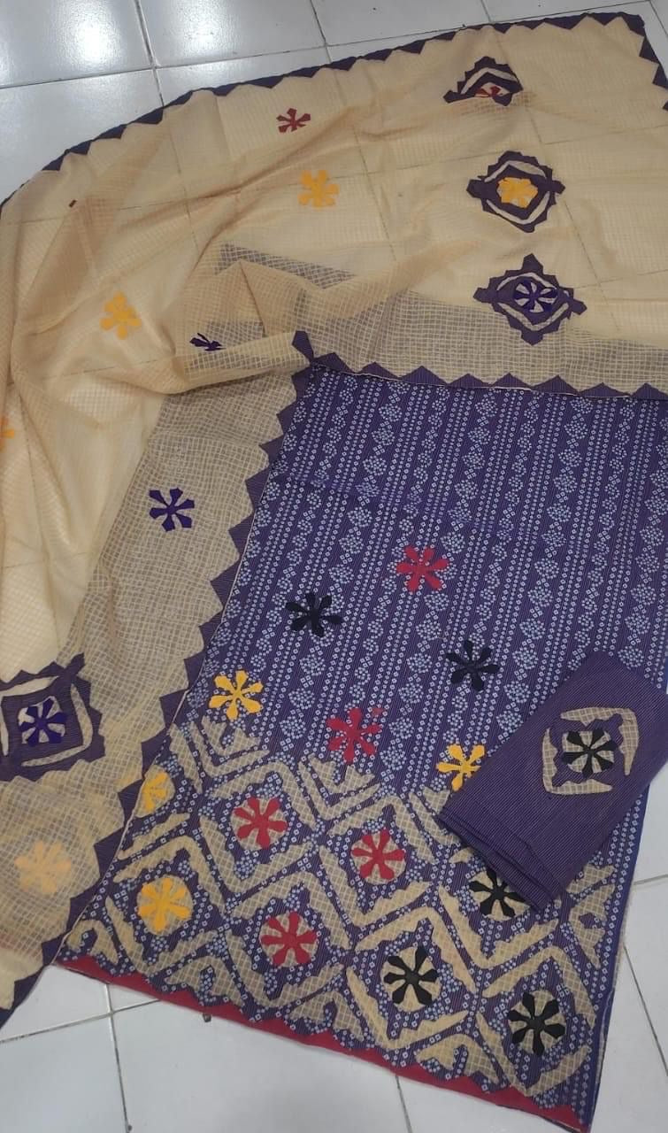 Applic Handmade Self Chunri Print Soft Khaddar Stuff 3pc Dress 👗
