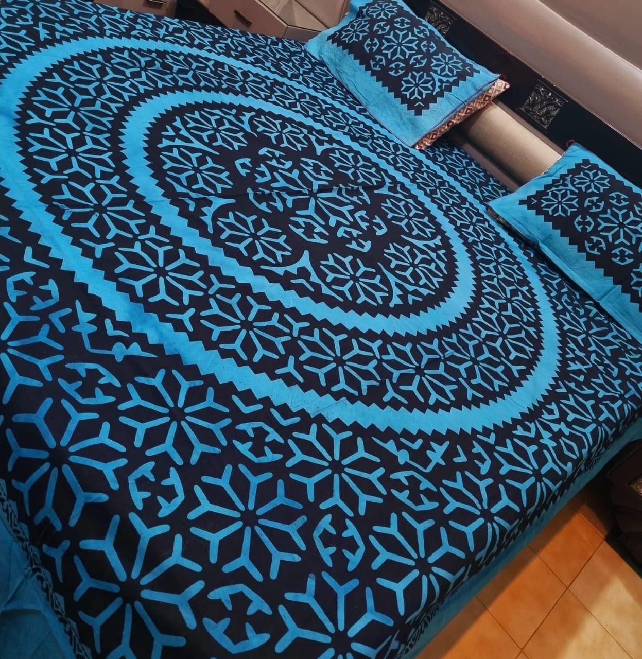 Applic Block Print Double Bed Bedsheets