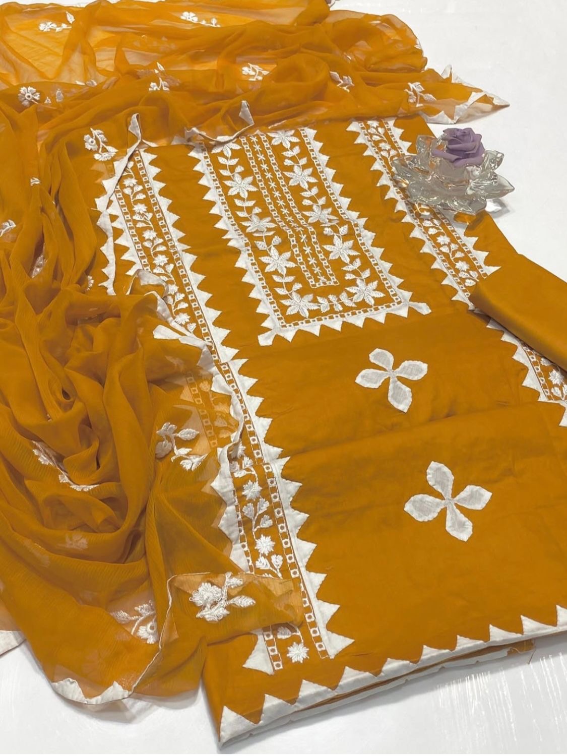 Applic Handmade With Computer Embroidery 3pc Dress 👗