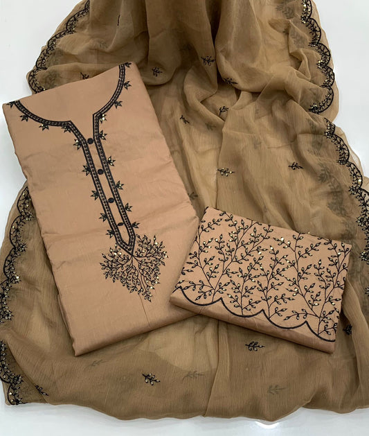 3MM Sequence Embroidery Work 3pc Dress