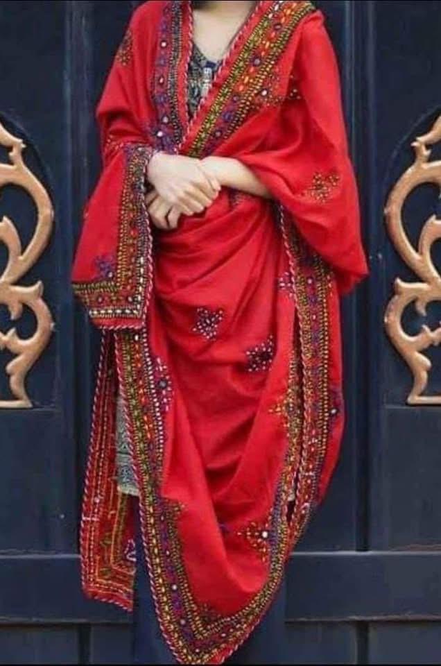 Balochi Handmade Chadar – Pure Mirror Work on Swiss Voil Fabric