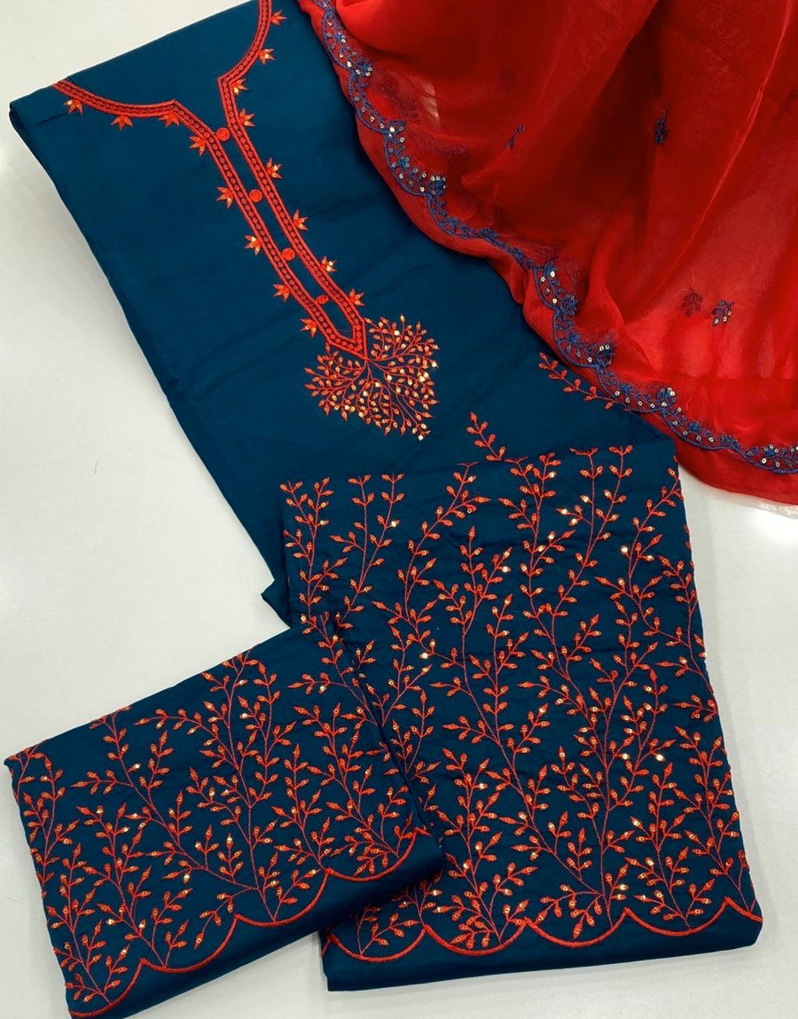 Elegant Sequence Embroidery Work Fancy 3pc Dress 👗