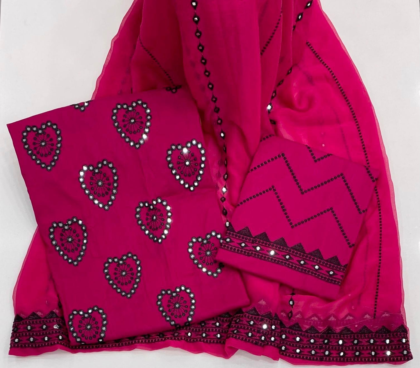 9MM Sitara Heart Embroidered Fancy 3pc Dress 👗