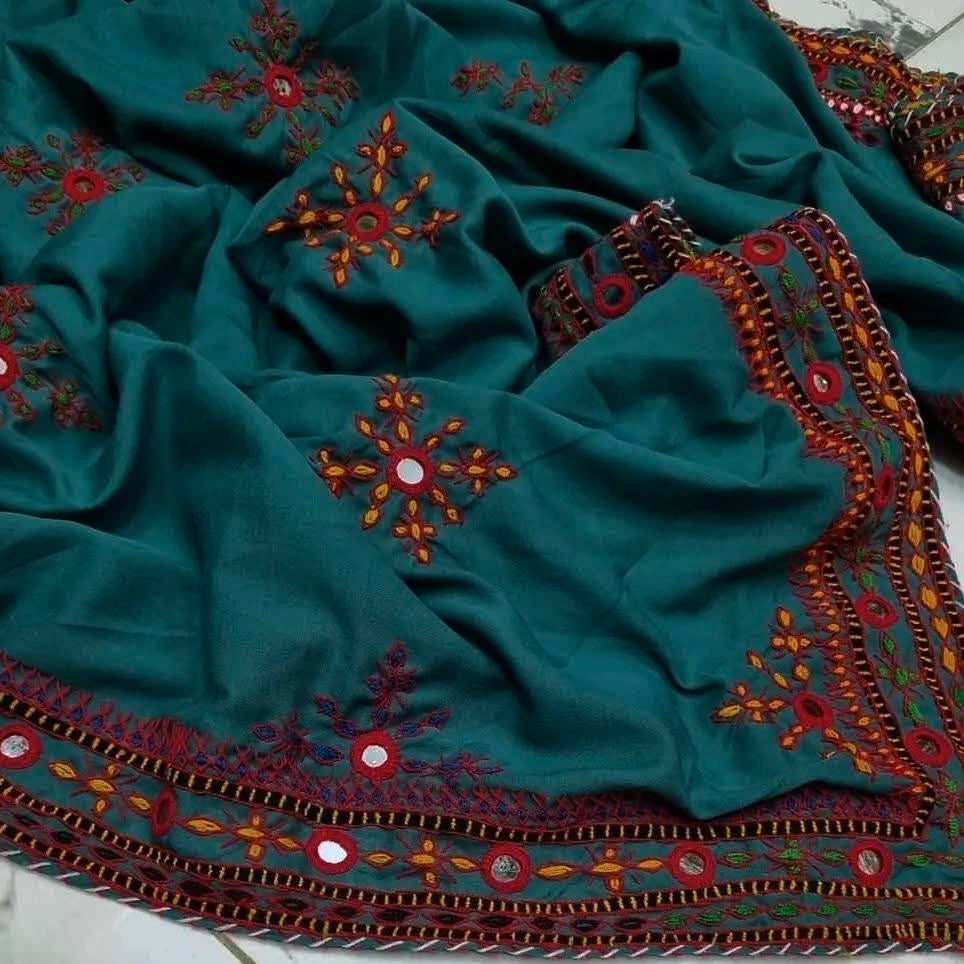 Balochi Handmade Chadar – Pure Mirror Work on Swiss Voil Fabric
