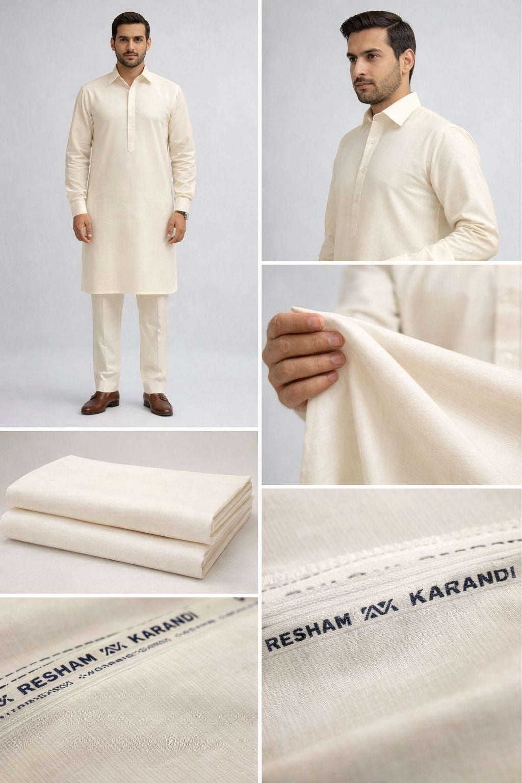 Men's Resham Karandi Soft Fabric – 7 Meter Unstitched Suit - (Summer Wear)