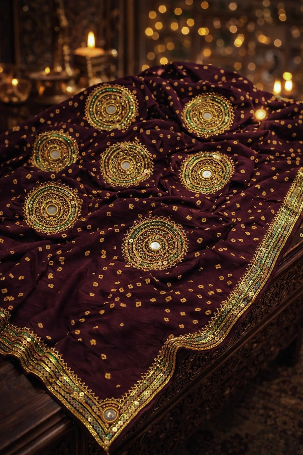 Gotta Mirror Bunches Work Handmade Cotton Chunri Chadar