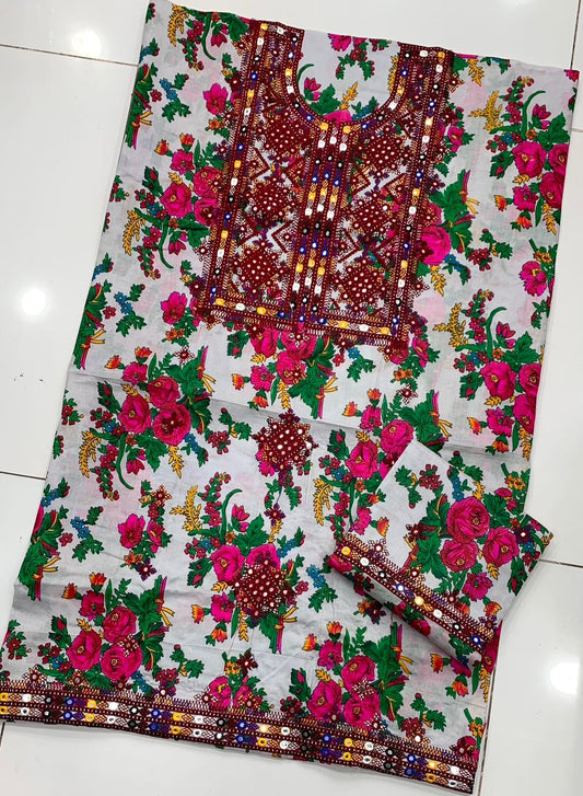 2-Piece Acrylic Marina Floral Suit | Thick Thread & 9mm Sitara Embroidered Winter Wear