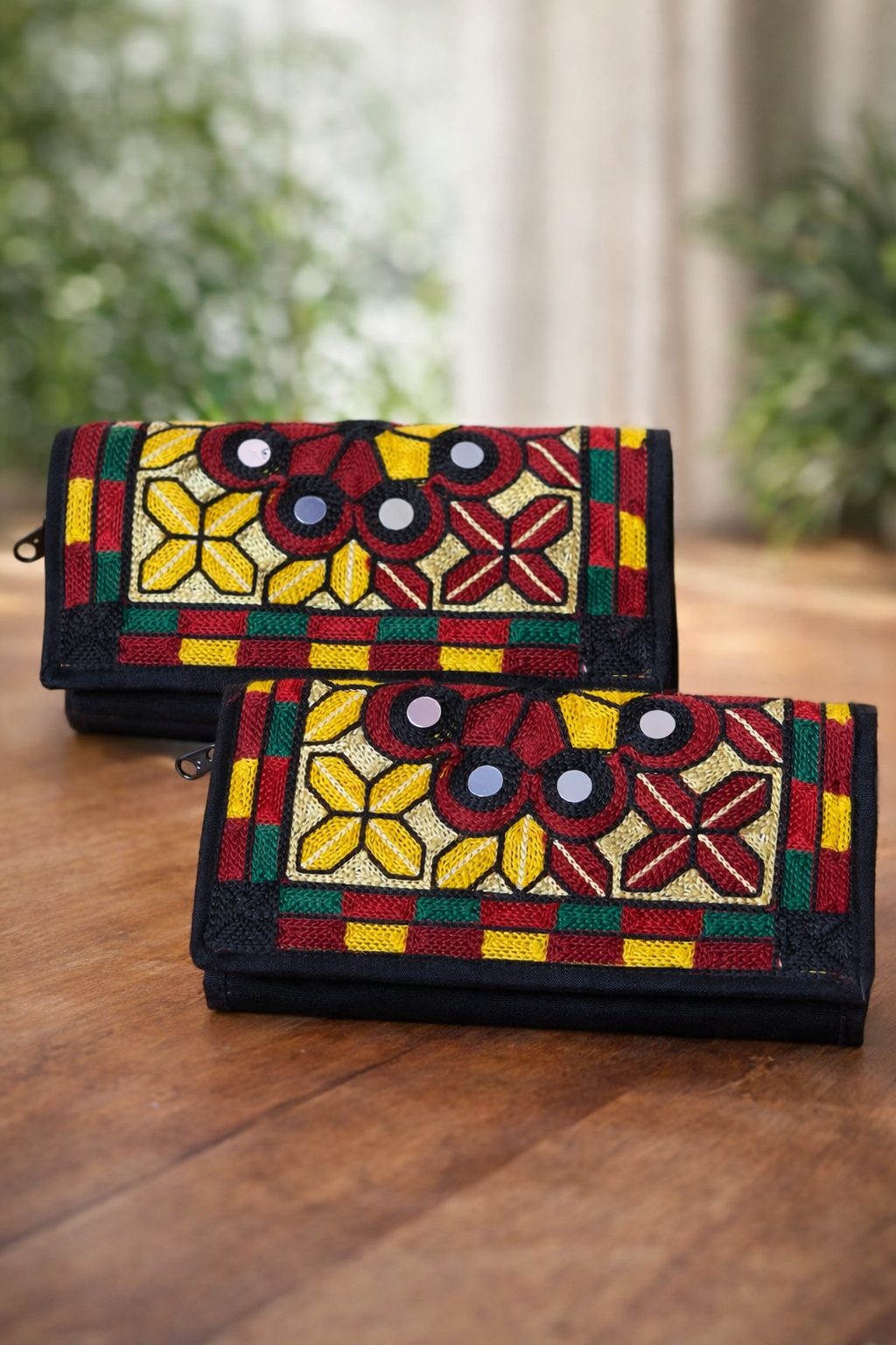 Ari Multi Embroidery Clutches – Multicolor Ethnic Wallet Set (Pack of 2)