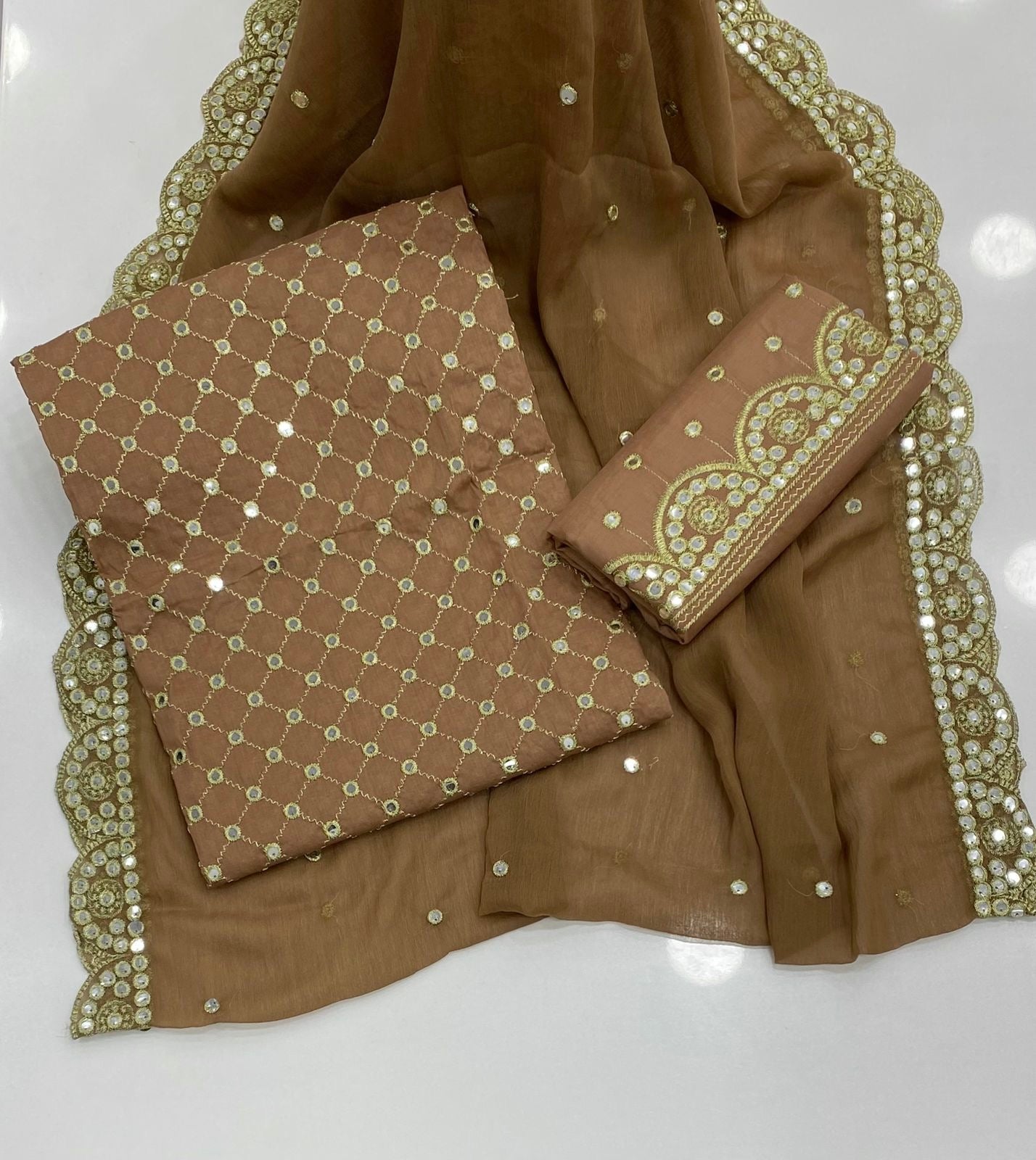 9mm Zarri Jaal Cutwork Dupatta 3pc