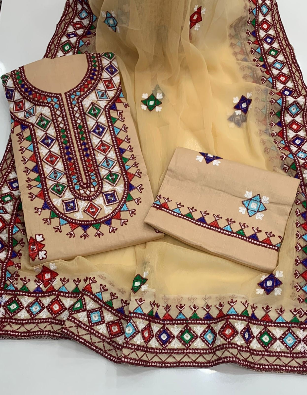 Balochi Arri Mirror Work Fancy 3pc Dress