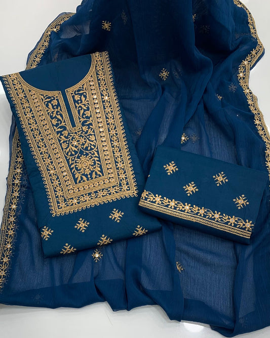 9MM Sitara Glass Gala Style Embroidered 3pc Dress