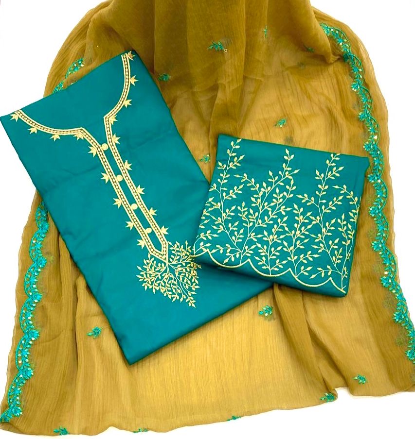 Elegant Sequence Embroidery Work Fancy 3pc Dress 👗