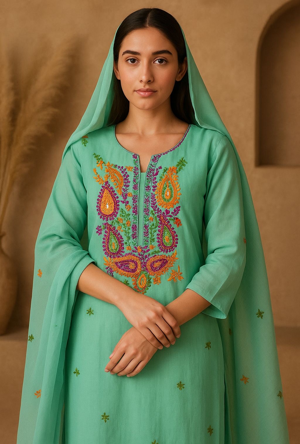 Multi Mirror Work Balochi Gala Handmade 3pc Dress 👗