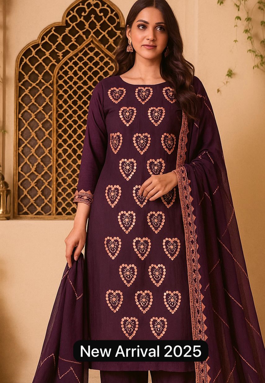 9MM Sitara Heart Embroidered Fancy 3pc Dress 👗