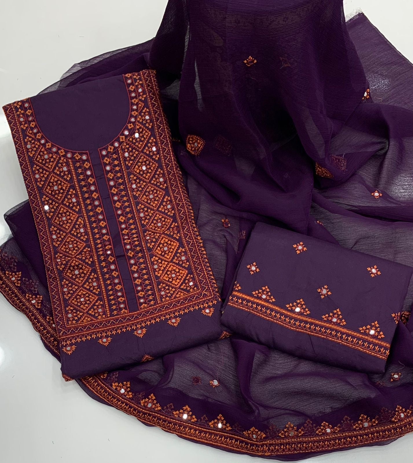 Balochi 9MM Sitara Thick Thread Work 3pc Dress 👗